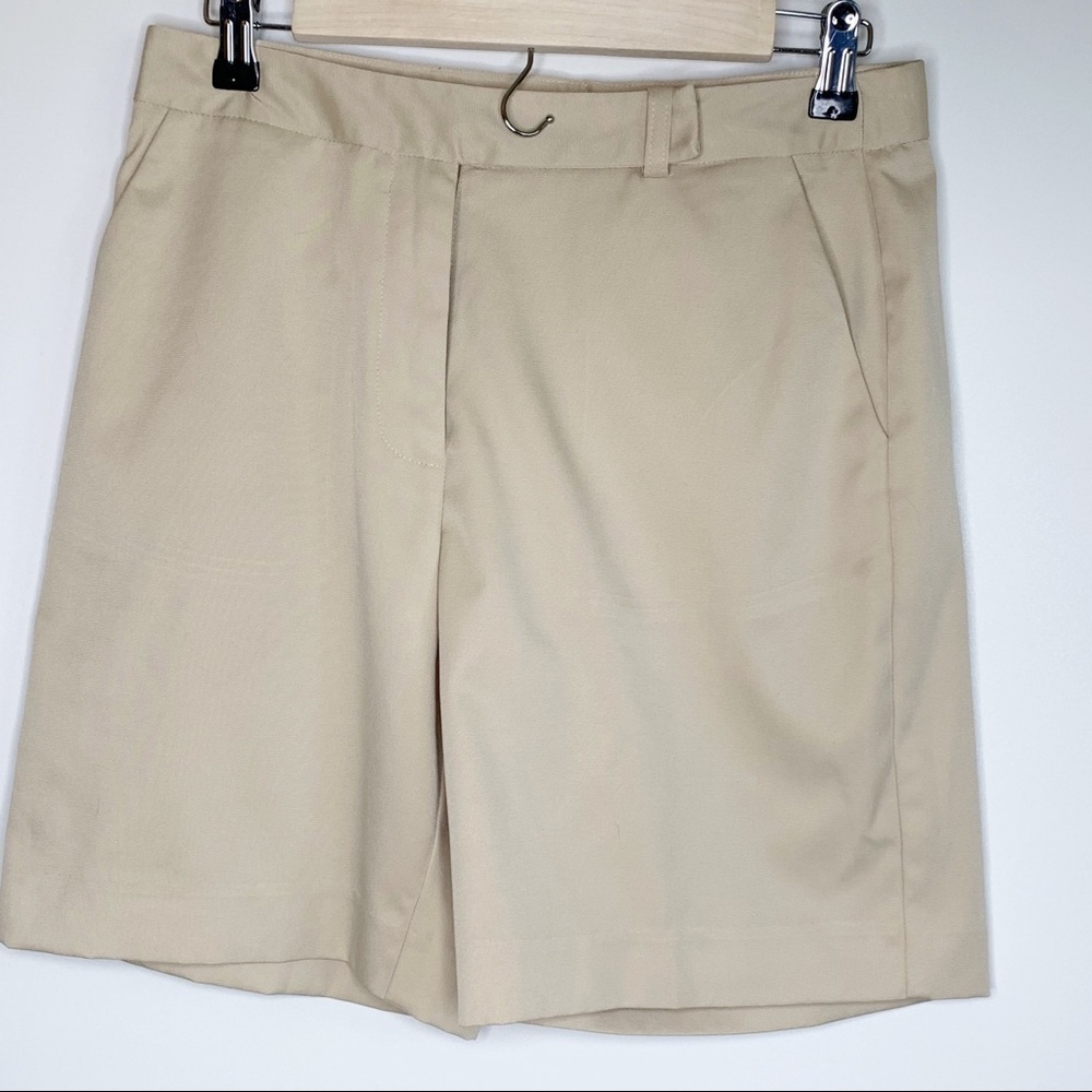 Talbots Women’s Beige Chino Bermuda Shorts Size 8P High Rise Flat Front Stretch - Picture 2 of 11